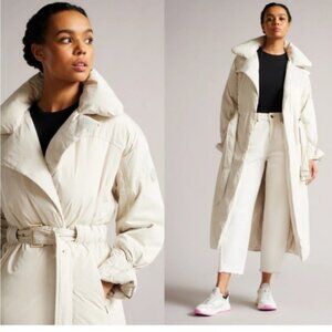 $795 2025 Collection Women's Cream Belted Coat Sz US 10/12 Or Ted Sz 4